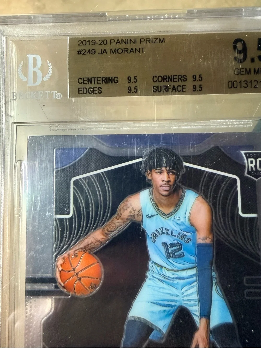 2019-20 Panini Prizm Ja Morant #249 RC Memphis Grizzlies BGS 9.5. Great eye appe